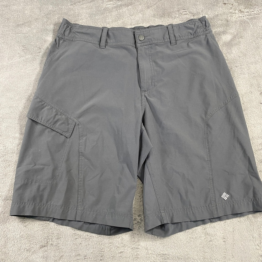 Columbia Cargo Shorts Mens Medium Gray Omni-Shield Stretch Hiking Outdoor AM4015